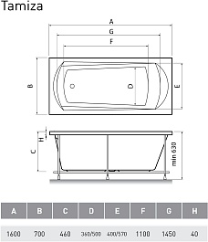 Relisan Акриловая ванна Tamiza 160x70 – фотография-6